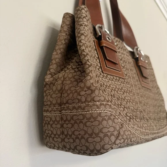 Coach Y2K Demi Signature Print Brown Soho Buckle Leather Canvas Tote Bag - Picture 5 of 16